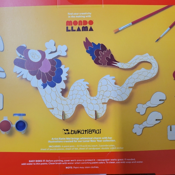 Mondo Llama Paint-Your-Own Dragon Kit NIB - Picture 3 of 6
